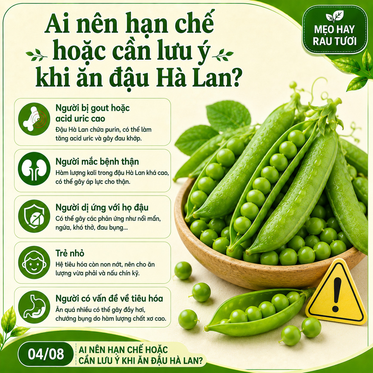ai nên hạn chế ăn đậu hà lan