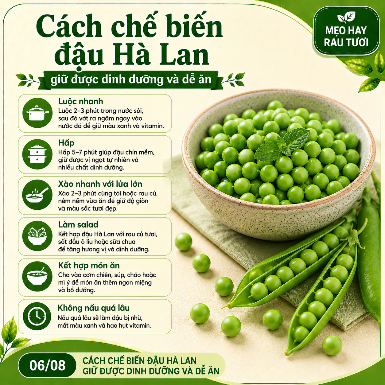cách chế biến đậu hà lan 