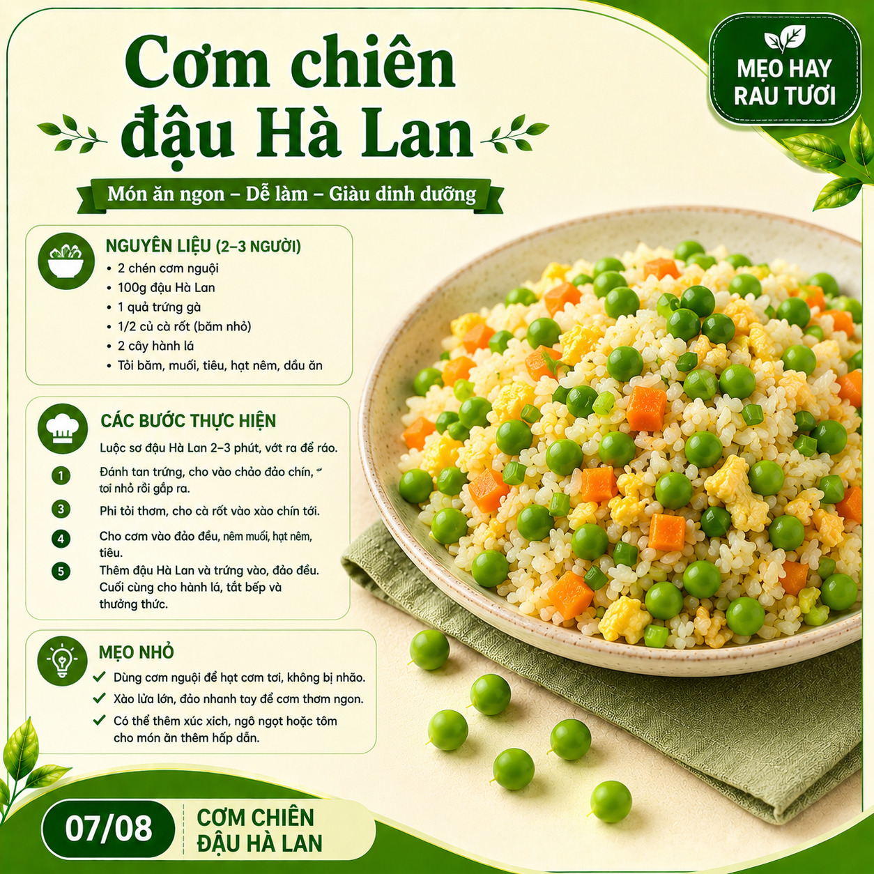 cơm chiên đậu hà lan ngon