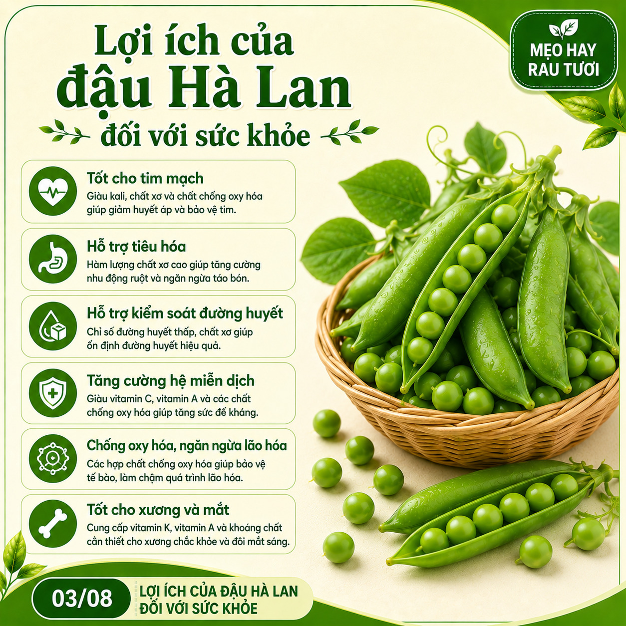 lợi ích của đậu hà lan 