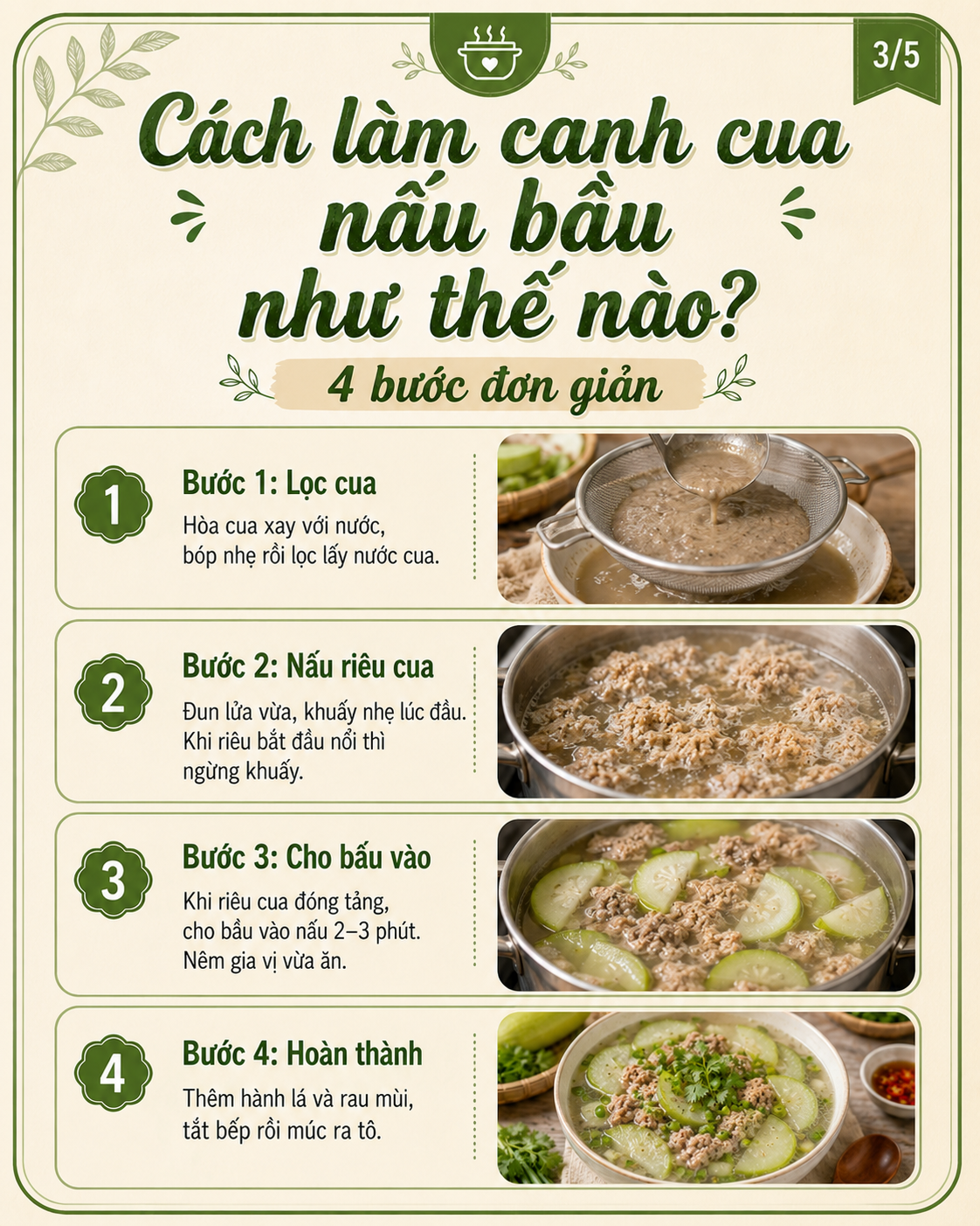 cách làm canh cua nấu bầu như thế nào