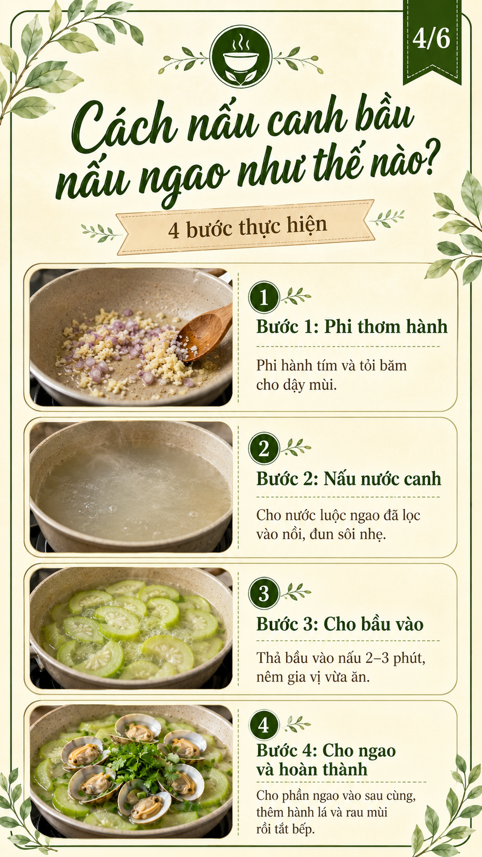 cách nấu canh ngao nấu bầu