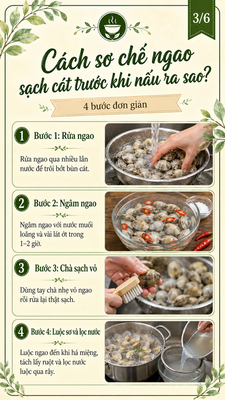 cách sơ chế canh ngao nấu bầu